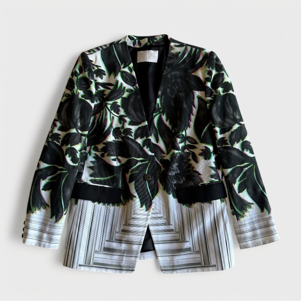 Peter Pilotto - Structured Blazer - Black & White Floral Print